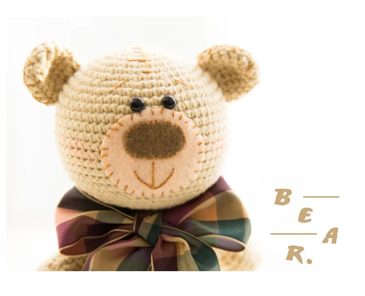 Lovely handmade bear doll Crochet toy gift, wool knitted doll birthday gift for children (finished product, non-DIY)