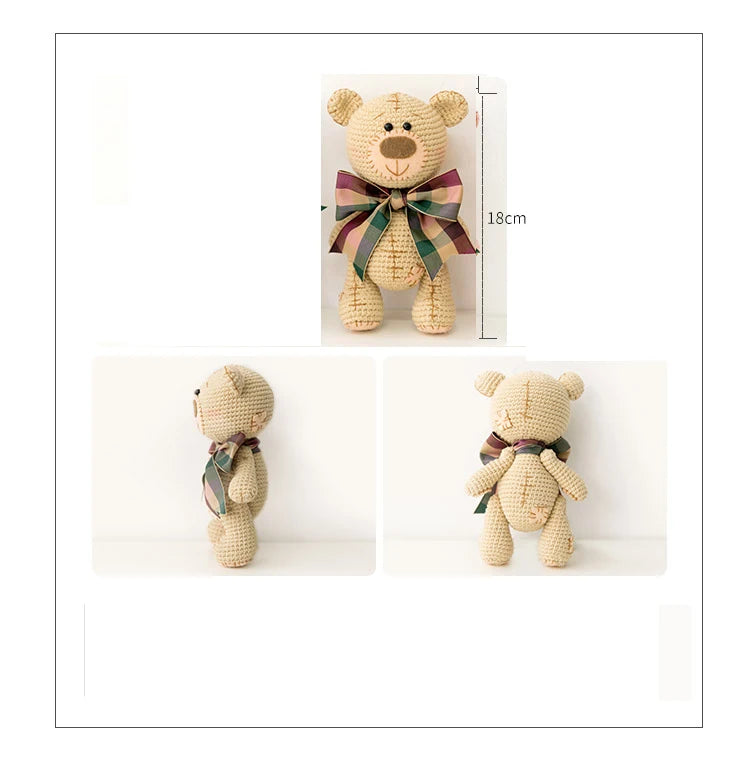 Lovely handmade bear doll Crochet toy gift, wool knitted doll birthday gift for children (finished product, non-DIY)