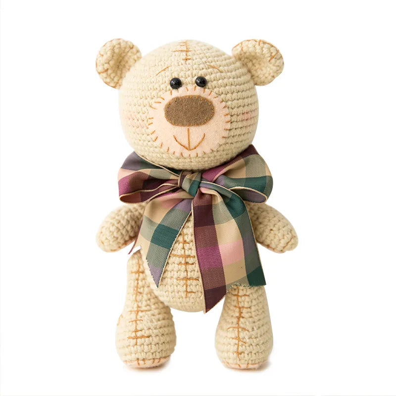 Lovely handmade bear doll Crochet toy gift, wool knitted doll birthday gift for children (finished product, non-DIY)