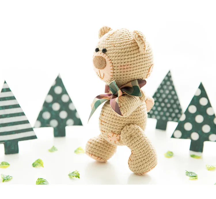 Lovely handmade bear doll Crochet toy gift, wool knitted doll birthday gift for children (finished product, non-DIY)