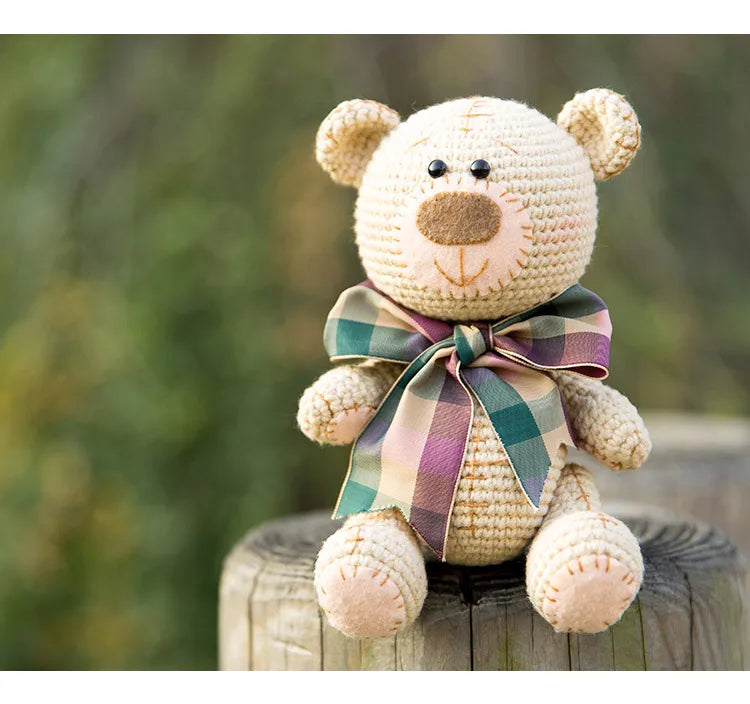 Lovely handmade bear doll Crochet toy gift, wool knitted doll birthday gift for children (finished product, non-DIY)