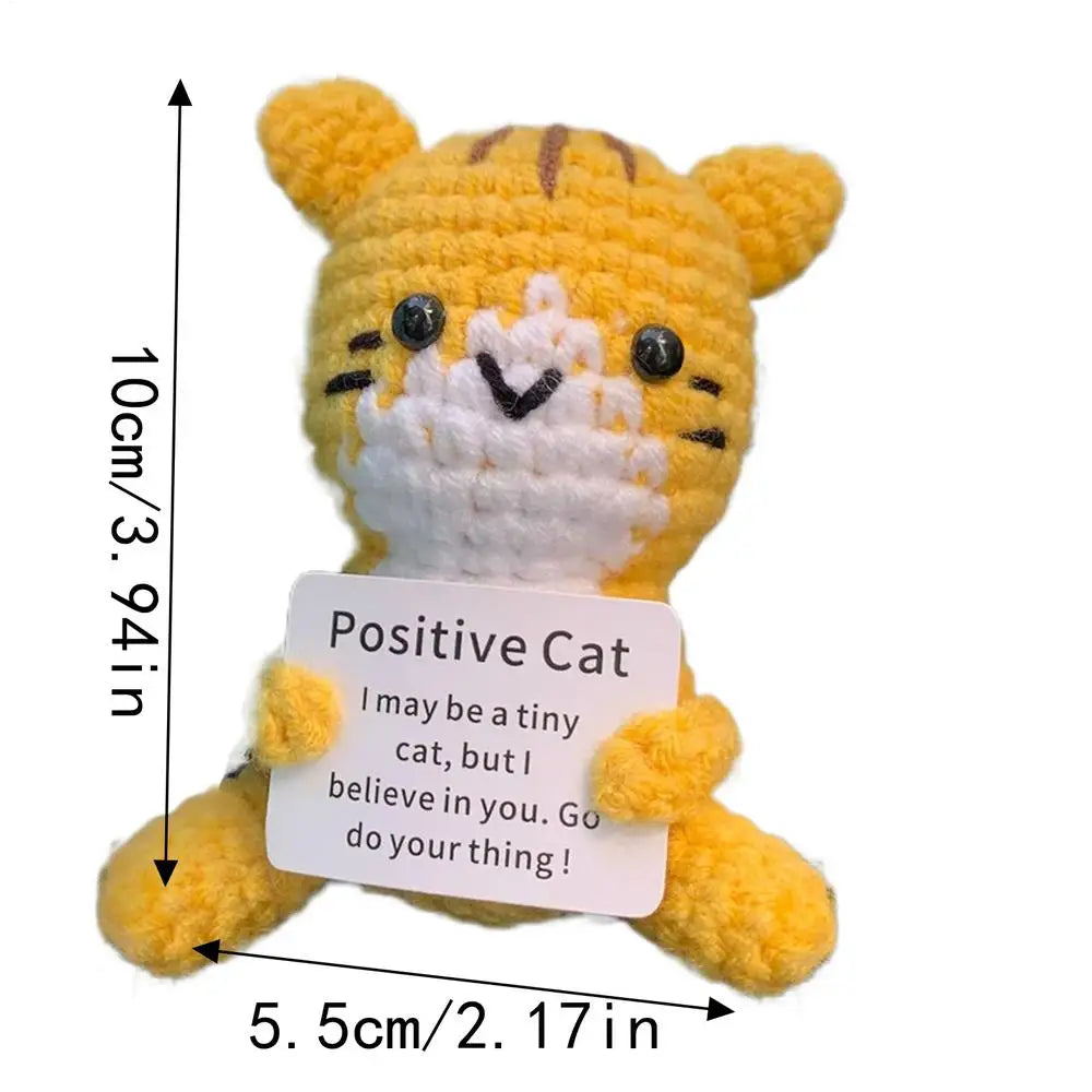 Positive Crochet Cat Emotional Support Stuffed Doll