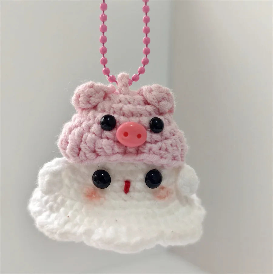 Creative Hand Knitting Ghost Keychain Pendant Halloween Home Decoration Funny Handmade Crochet Ghost Doll Ornament Gifts