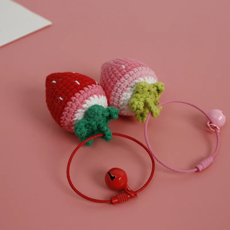 Crochet Strawberry Hanging Charm - Cute & Handmade