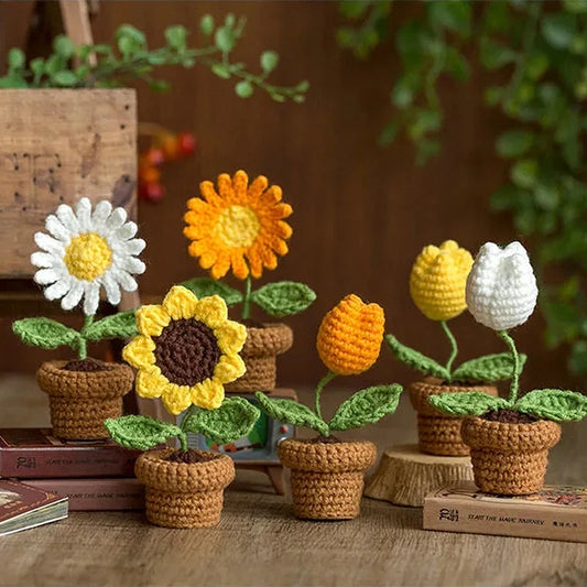Sunflower Crochet Small Planters- Colorful & Handmade!
