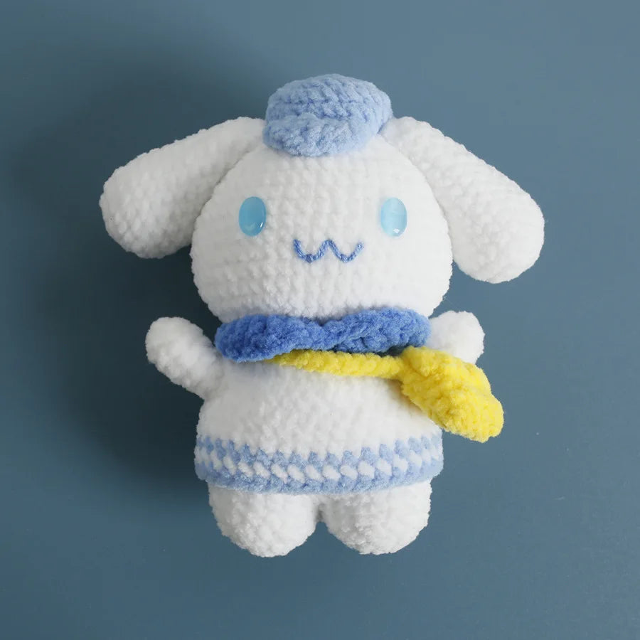 Sanrio Pochacco Hangyodon Hand Knitted Magnetic Doll Keychain kawaii Plush Wool crochet Toys Figure Soft Key Ring Birthday Gifts