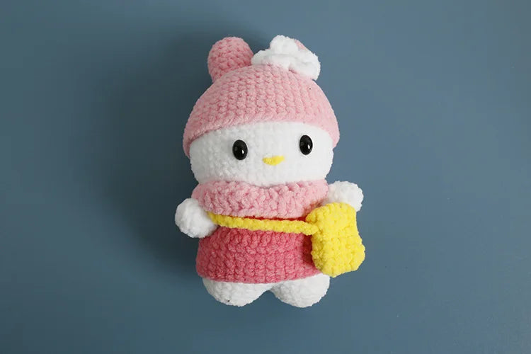 Sanrio Pochacco Hangyodon Hand Knitted Magnetic Doll Keychain kawaii Plush Wool crochet Toys Figure Soft Key Ring Birthday Gifts