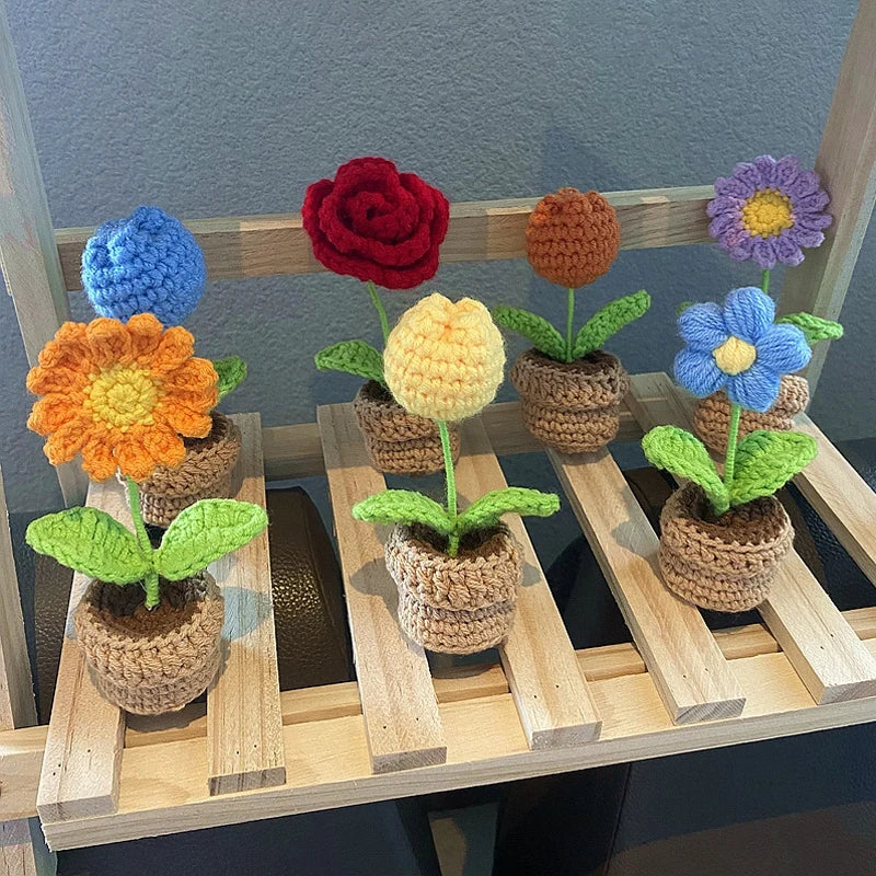 Sunflower Crochet Small Planters- Colorful & Handmade!