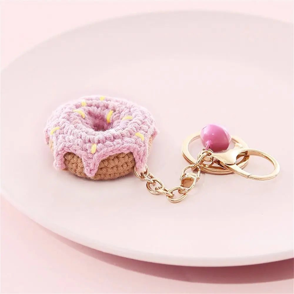 Cute Crochet Donut Fruit Keychain - Sweet & Colorful!