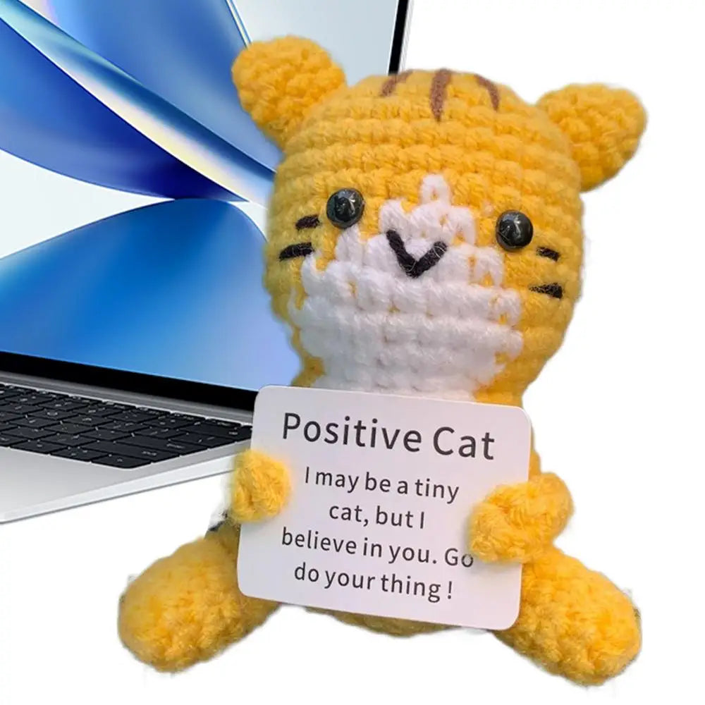 Positive Crochet Cat Emotional Support Stuffed Doll