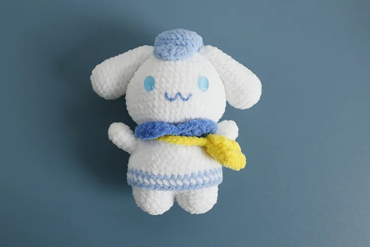 Sanrio Pochacco Hangyodon Hand Knitted Magnetic Doll Keychain kawaii Plush Wool crochet Toys Figure Soft Key Ring Birthday Gifts