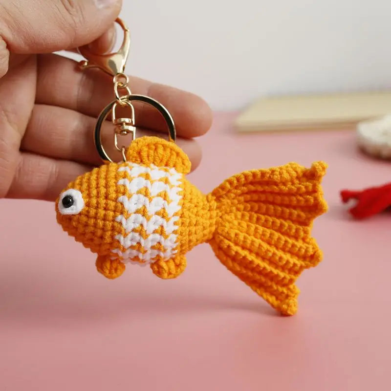 Knitting Goldfish Keychain
