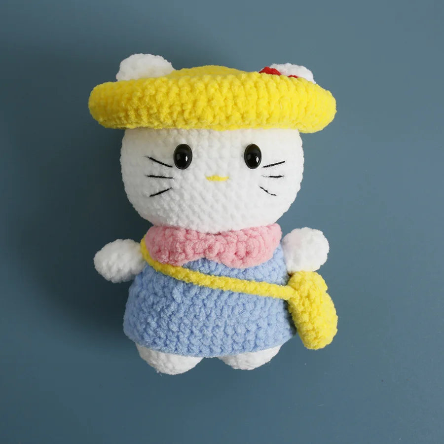 Sanrio Pochacco Hangyodon Hand Knitted Magnetic Doll Keychain kawaii Plush Wool crochet Toys Figure Soft Key Ring Birthday Gifts
