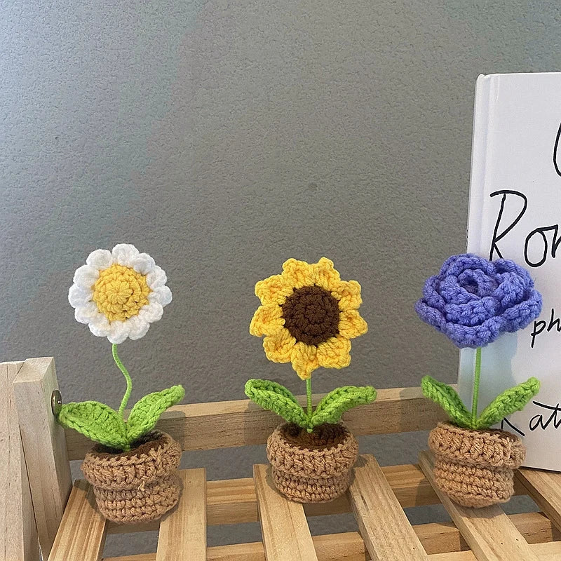 Sunflower Crochet Small Planters- Colorful & Handmade!