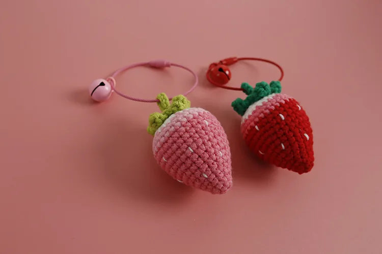 Crochet Strawberry Hanging Charm - Cute & Handmade