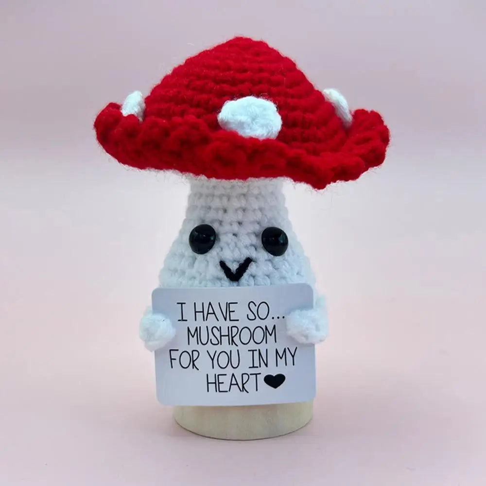 Emotional Support Crochet Positive Mushroom Crochet Mushroom Mushroom Plushie Encouraging Exquisite Decor For Bookshelves Family