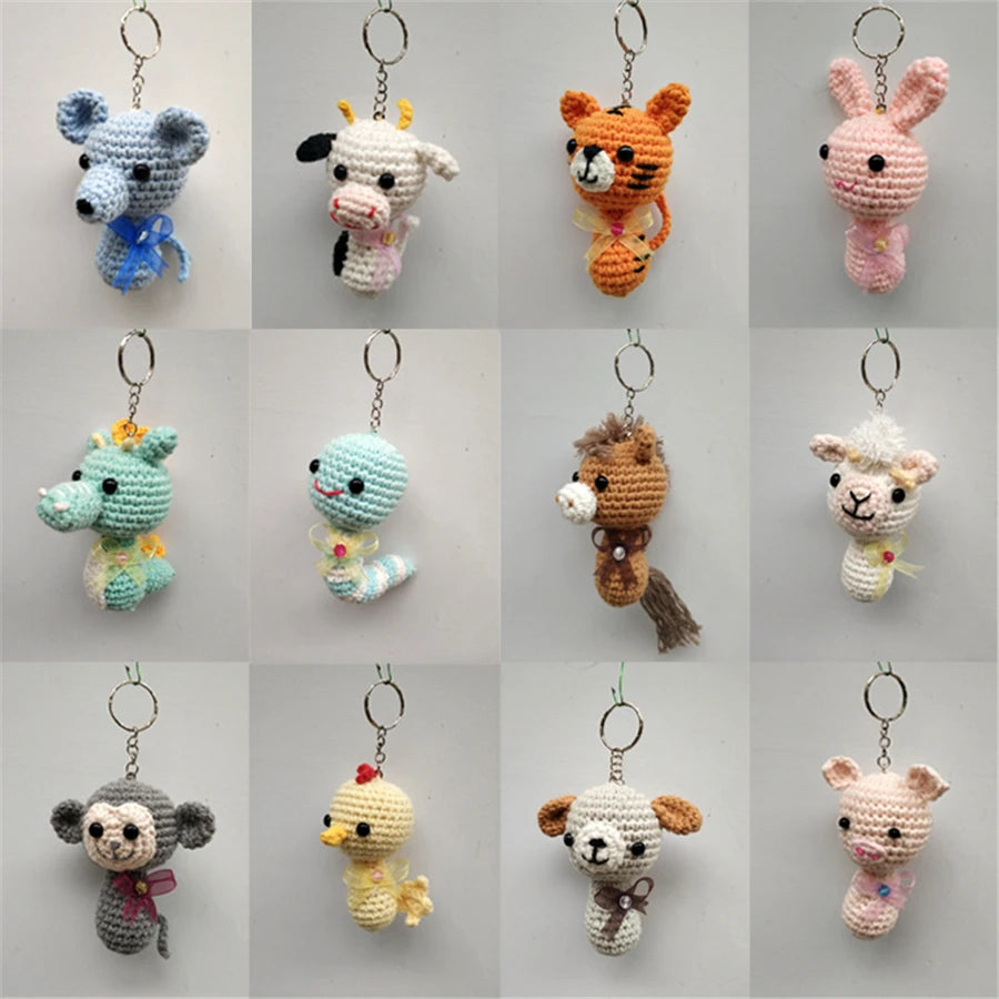6cm Cute Animal Crochet Doll Key Chain  Knit Toy Cute Pendant Bag Accessories Crochet Toy