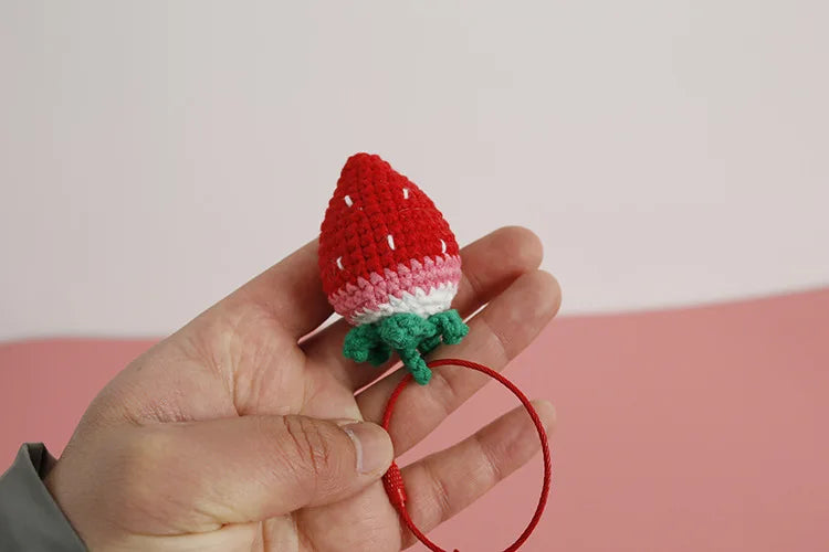 Crochet Strawberry Hanging Charm - Cute & Handmade