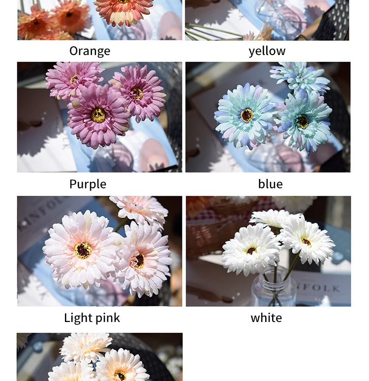 Artificial Silk Gerbera Flowers – Wedding & Home Decor, 3Pcs, 6Pcs, 23cm