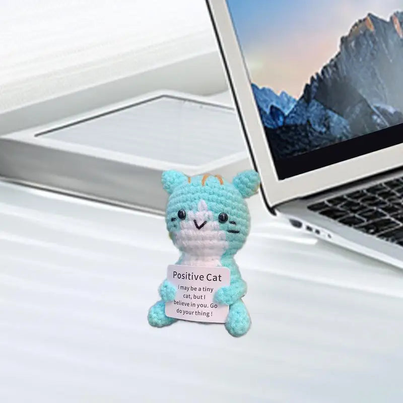 Positive Crochet Cat Emotional Support Stuffed Doll
