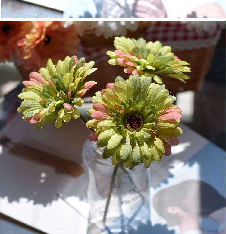 Artificial Silk Gerbera Flowers – Wedding & Home Decor, 3Pcs, 6Pcs, 23cm