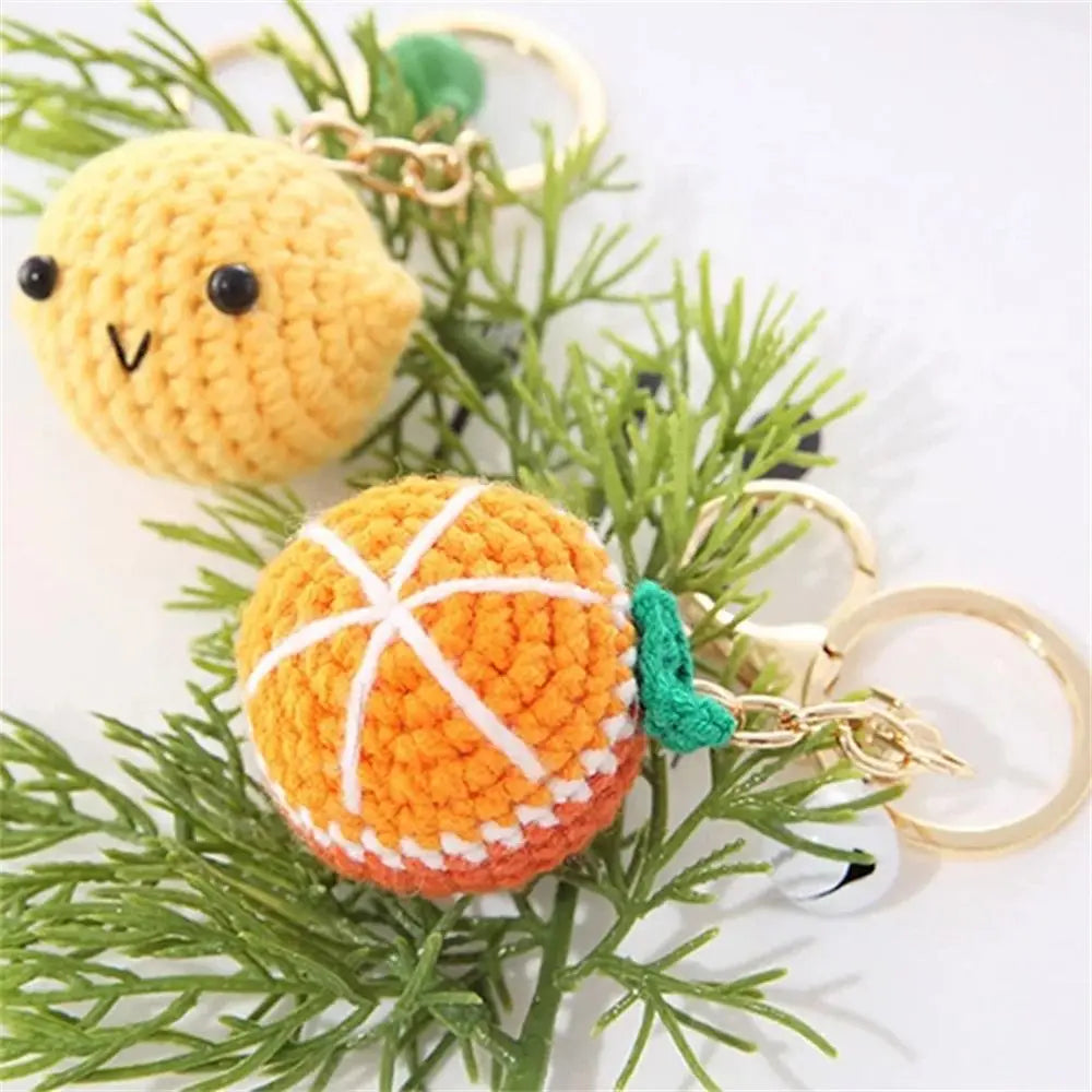 Cute Crochet Donut Fruit Keychain - Sweet & Colorful!