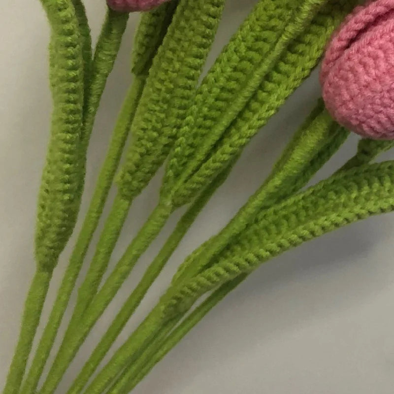 Handmade Crochet Tulip Bouquet – Wool Yarn Knitted Flowers for Home Decor & Mother’s Day Gifts