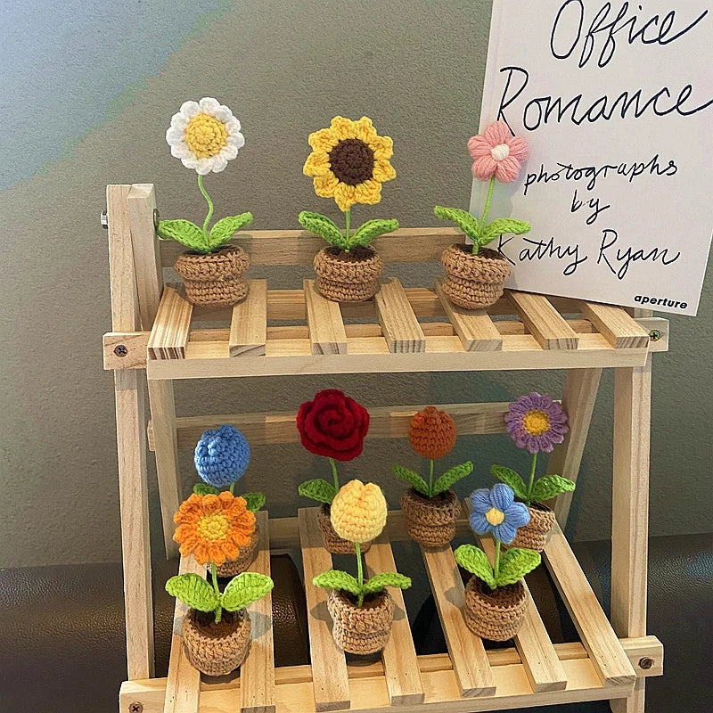 Sunflower Crochet Small Planters- Colorful & Handmade!