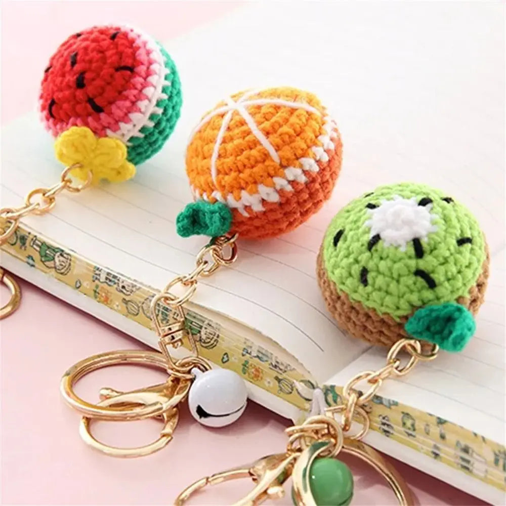Cute Crochet Donut Fruit Keychain - Sweet & Colorful!