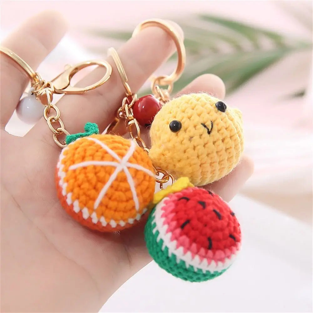 Cute Crochet Donut Fruit Keychain - Sweet & Colorful!