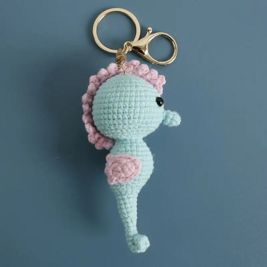 Handmade & Cute Seahorse Crochet Keychain