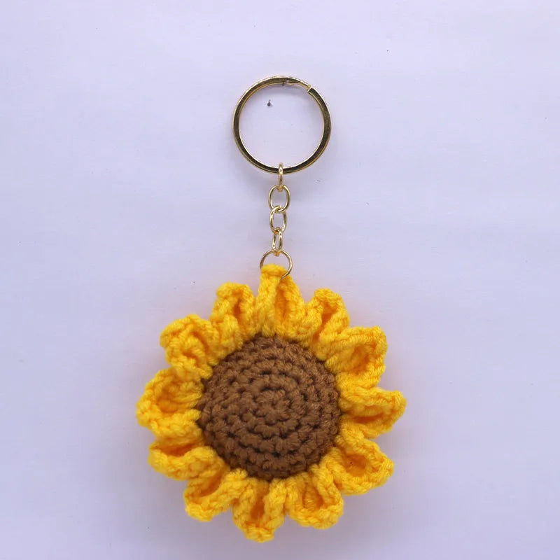 Creative Handmade Knitted Sunflower Keychain