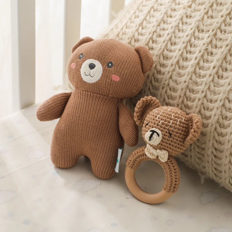 Elephant Stuff Plush Toy Handmade Crochet Wool Doll Baby Rattles