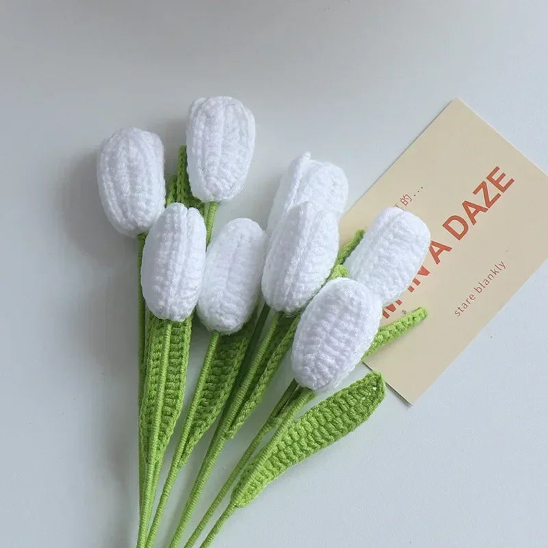 Crochet Tulip Bouquet – Colorful Handcrafted Artificial Flowers
