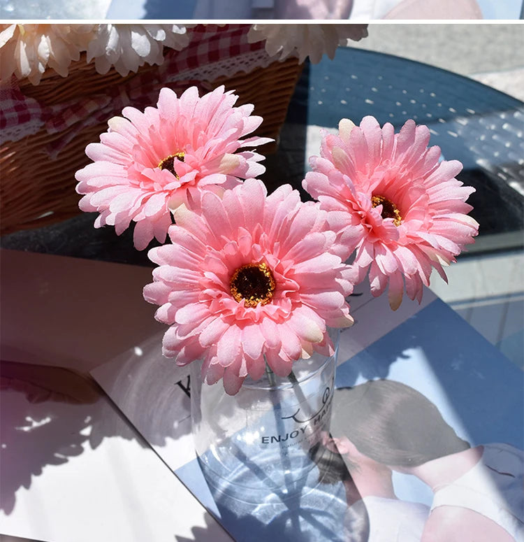 Artificial Silk Gerbera Flowers – Wedding & Home Decor, 3Pcs, 6Pcs, 23cm