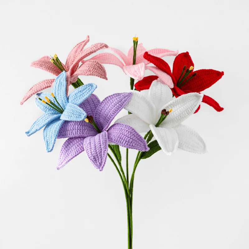 Hand-Knitted Crochet Lily Flowers