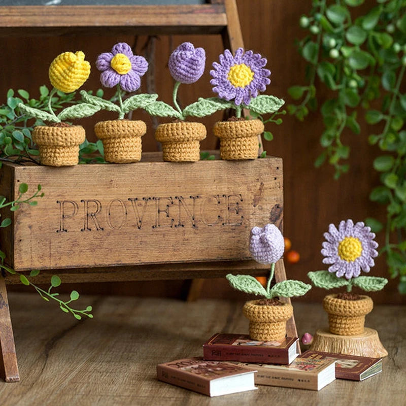Sunflower Crochet Small Planters- Colorful & Handmade!