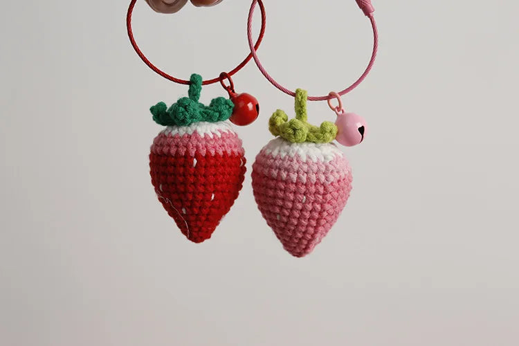 Crochet Strawberry Hanging Charm - Cute & Handmade