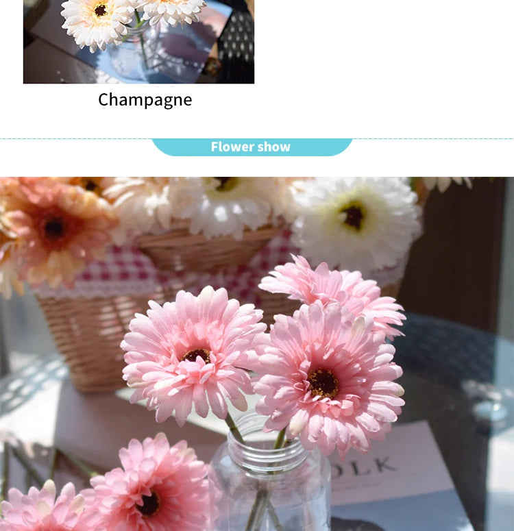 Artificial Silk Gerbera Flowers – Wedding & Home Decor, 3Pcs, 6Pcs, 23cm