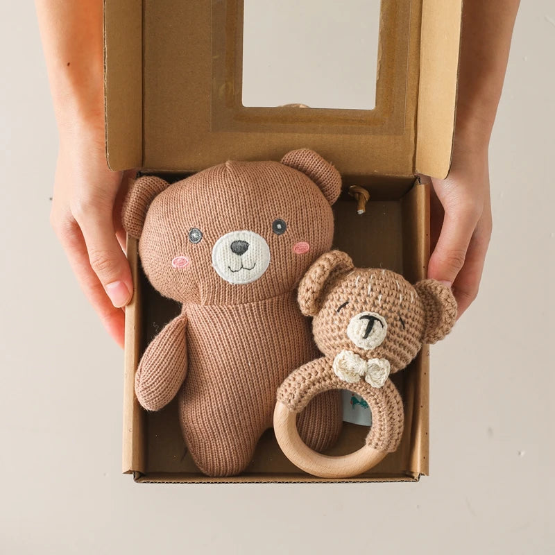 Elephant Stuff Plush Toy Handmade Crochet Wool Doll Baby Rattles