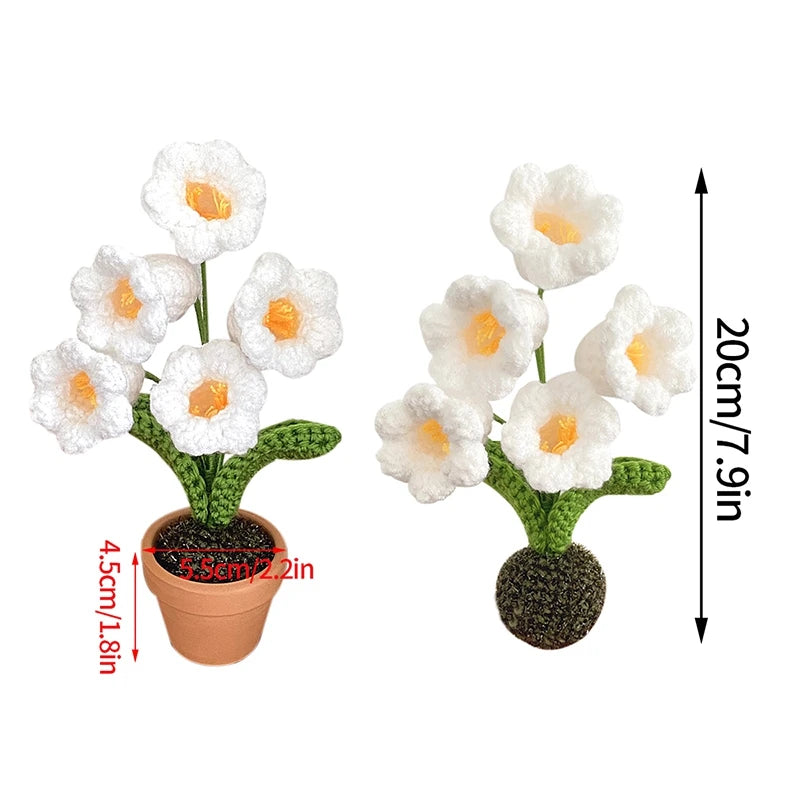 Sunflower & Tulip Crochet Flowers – Handmade Mini Potted Plants for Mother’s Day Gifts & Home Decor