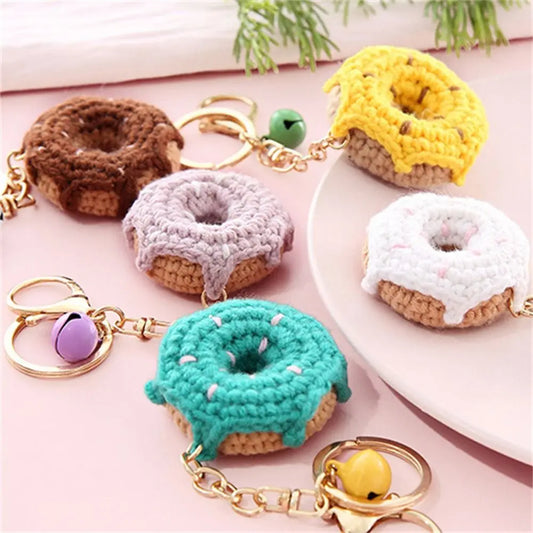 Cute Crochet Donut Fruit Keychain - Sweet & Colorful!