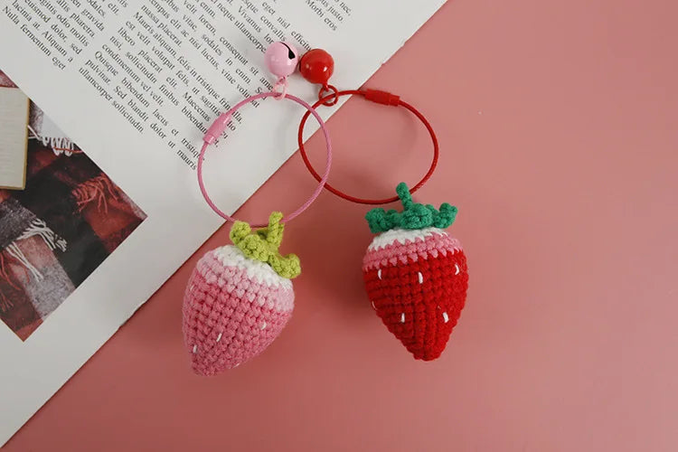 Crochet Strawberry Hanging Charm - Cute & Handmade