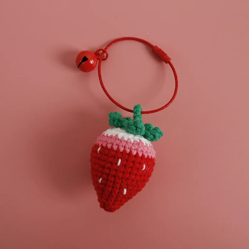 Crochet Strawberry Hanging Charm - Cute & Handmade