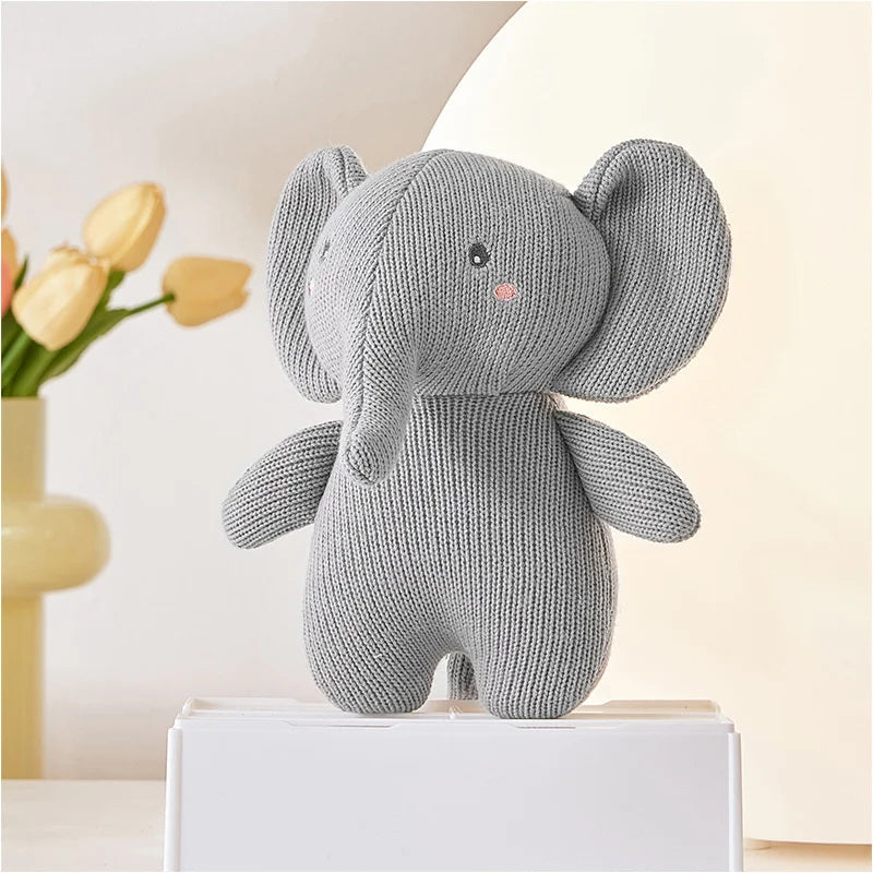 Elephant Stuff Plush Toy Handmade Crochet Wool Doll Baby Rattles