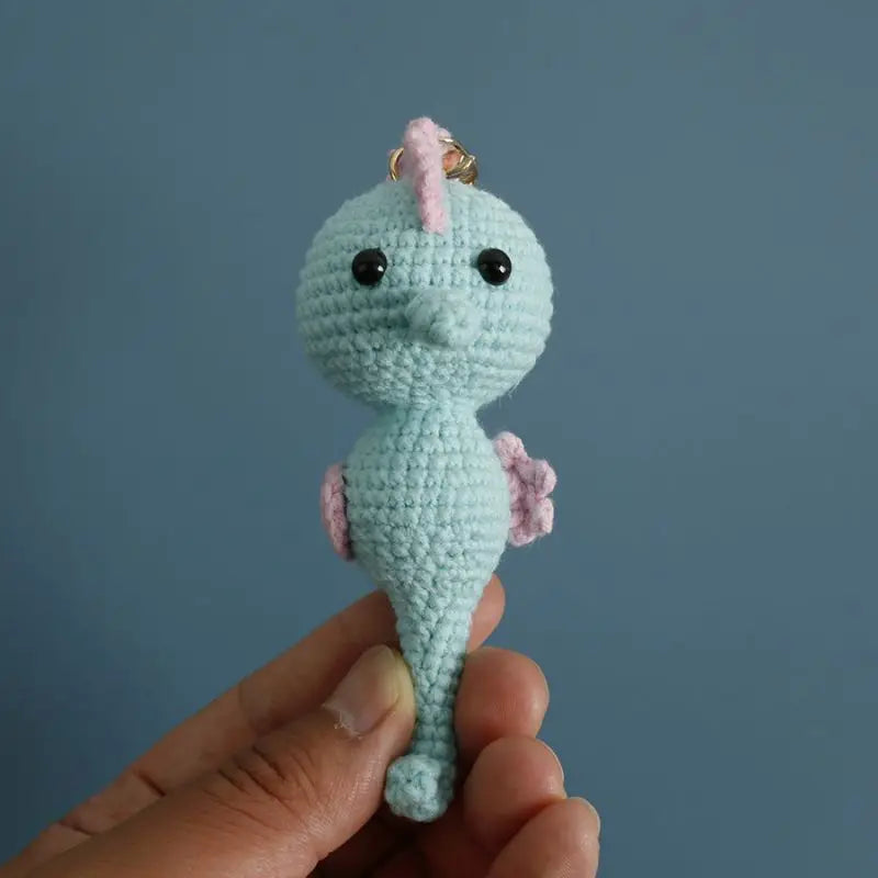 Handmade & Cute Seahorse Crochet Keychain