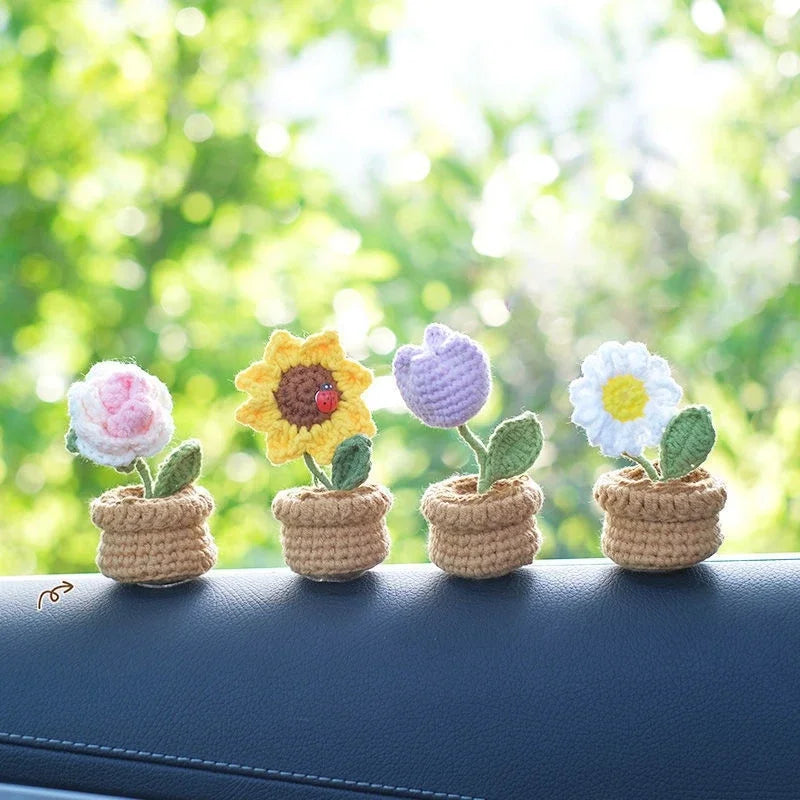 Sunflower Crochet Small Planters- Colorful & Handmade!