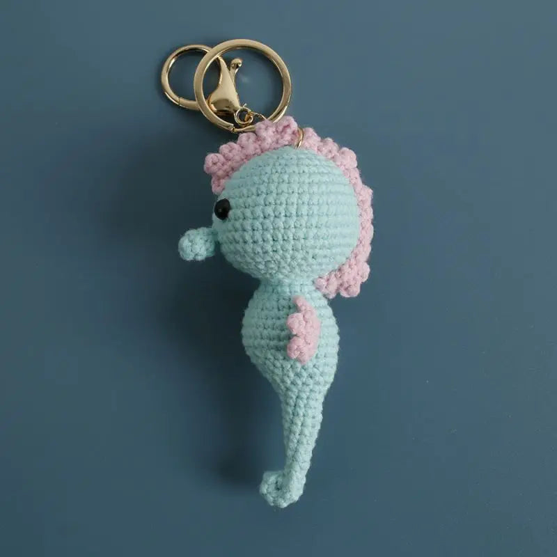 Handmade & Cute Seahorse Crochet Keychain