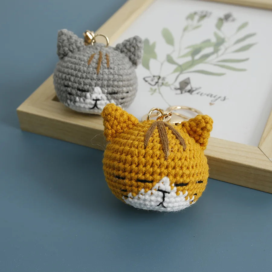Cat Doll Crochet Keychain - Handmade & Cute