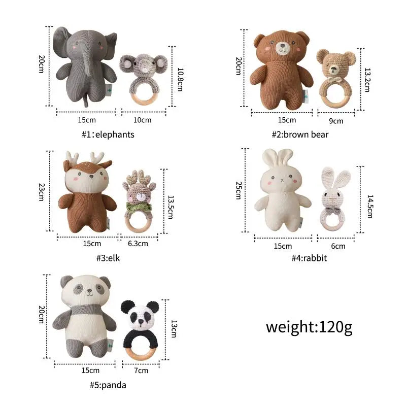 Elephant Stuff Plush Toy Handmade Crochet Wool Doll Baby Rattles